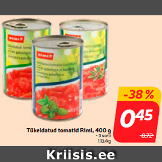 Allahindlus - Tükeldatud tomatid Rimi, 400 g