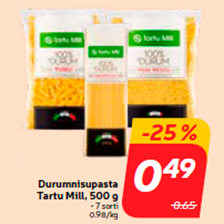 Allahindlus - Durumnisupasta Tartu Mill, 500 g