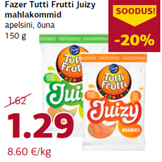 Allahindlus - Fazer Tutti Frutti Juizy mahlakommid