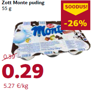 Allahindlus - Zott Monte puding 55 g