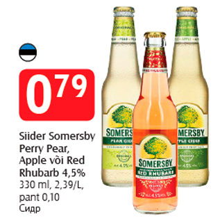 Allahindlus - Siider Somersby Perry Pear, Apple või Red Rhubarb 4,5%
