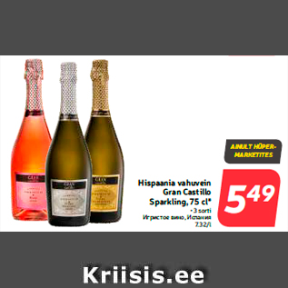 Allahindlus - Hispaania vahuvein Gran Castillo Sparkling, 75 cl*