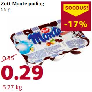 Allahindlus - Zott Monte puding 55 g