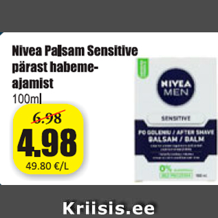 Allahindlus - Nivea Palsam Sensitive pärasrt habemeajamis 100 ml