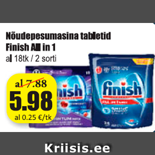 Allahindlus - Nõudepesumasina tabletid Finish All in 1