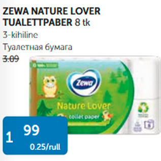 Allahindlus - ZEWA NATURE LOVER TUALETTPABER 8 tk