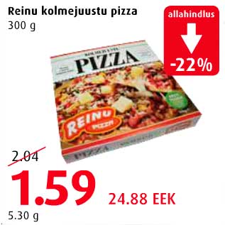 Allahindlus - Reinu kolmejuustu pizza