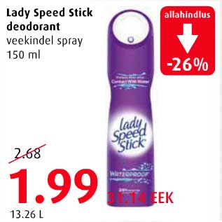 Allahindlus - Lady Speed Stick deodorant