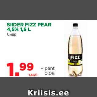 Allahindlus - SIIDER FIZZ PEAR 4,5% 1,5 L