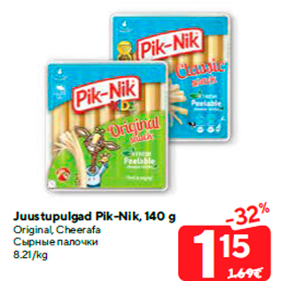 Allahindlus - Juustupulgad Pik-Nik, 140 g