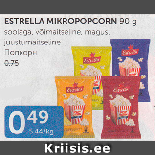 Allahindlus - ESTRELLA MIKROPOPCORN 90 G