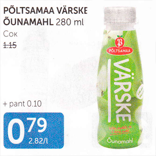 Allahindlus - PÕLTSAMAA VÄRSKE ÕUNAMAHL 280 ML