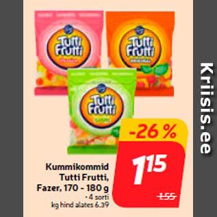 Allahindlus - Kummikommid Tutti Frutti, Fazer, 170 - 180 g