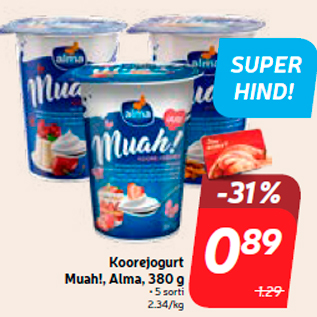 Allahindlus - Koorejogurt Muah!, Alma, 380 g