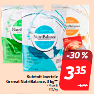 Allahindlus - Kuivtoit koertele Grrreat NutriBalance, 3 kg**