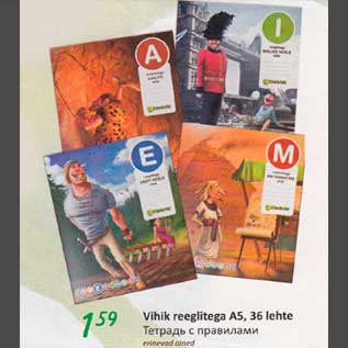 Allahindlus - Vihik reeglitega А5, 36lehte erinevad ained