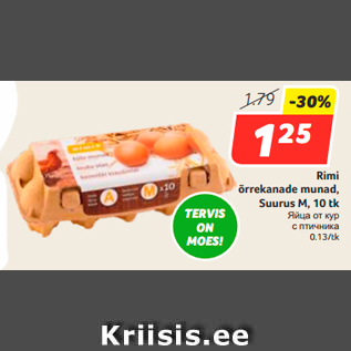 Allahindlus - Rimi õrrekanade munad, Suurus M, 10 tk