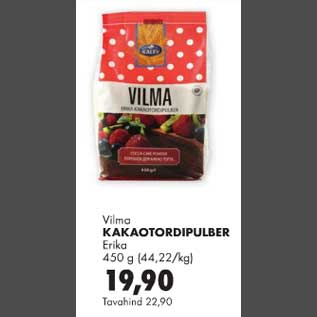 Allahindlus - Vilma kakaotordipulber Erika