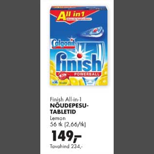 Allahindlus - Finish All-in-1 Nõudepesutabletid Lemon