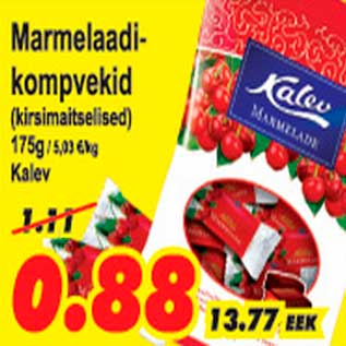 Allahindlus - Marmelaadikompvekid kirsimaitselised Kalev