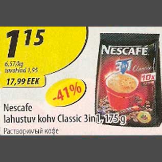 Allahindlus - Neskafe lahustuv kohv Classic 3in1