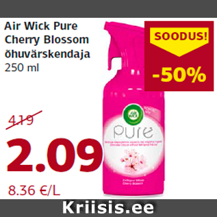 Allahindlus - Air Wick Pure Cherry Blossom õhuvärskendaja 250 ml