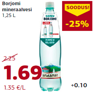 Скидка - Минеральная вода Borjomi 1,25 л