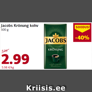 Allahindlus - Jacobs Krönung kohv 500 g