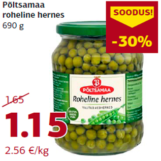 Allahindlus - Põltsamaa roheline hernes 690 g