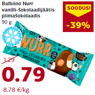 Allahindlus - Balbiino Nurr vanilli-šokolaadijäätis piimašokolaadis 90 g