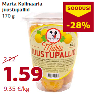 Allahindlus - Marta Kulinaaria juustupallid 170 g