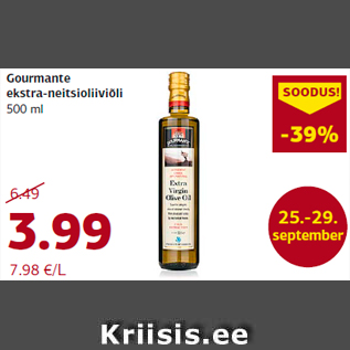 Allahindlus - Gourmante ekstra-neitsioliiviõli 500 ml