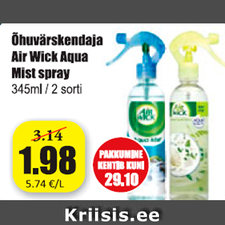 Allahindlus - Õhuvärskendaja Air Wick Aqua Mist spray