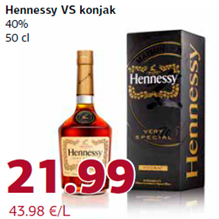 Allahindlus - Hennessy VS konjak 40% 50 cl