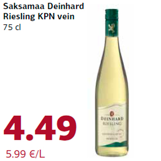 Allahindlus - Saksamaa Deinhard Riesling KPN vein 75 cl