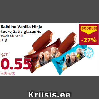 Allahindlus - Balbiino Vanilla Ninja koorejäätis glasuuris