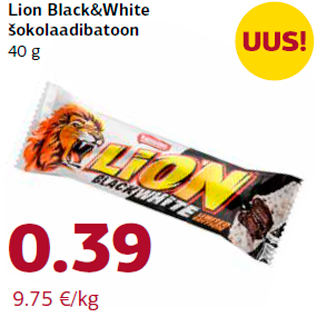Allahindlus - Lion Black&White šokolaadibatoon 40 g