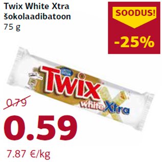 Allahindlus - Twix White Xtra šokolaadibatoon 75 g