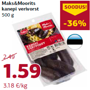 Allahindlus - Maks&Moorits kanepi verivorst 500 g