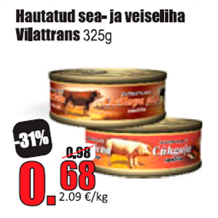Скидка - Тушеная свинина и мясо говядины Vilattrans 325 г