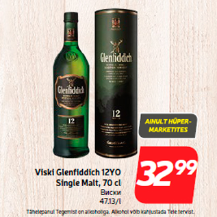 Allahindlus - Viski Glenfiddich 12YO Single Malt, 70 cl