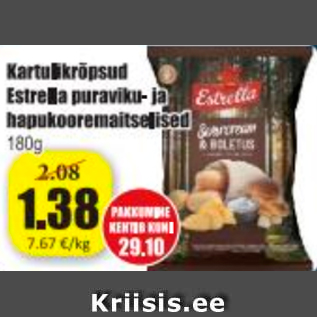 Allahindlus - Kartulikrõpsud Estrella puraviku- ja hapukooremaitselised 180 g