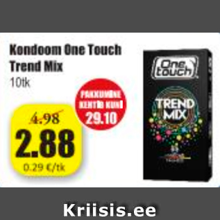 Allahindlus - Kondoom One Touch Trend Mix 10 tk