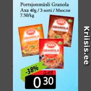 Allahindlus - Portsjonmüsli Granola Axa