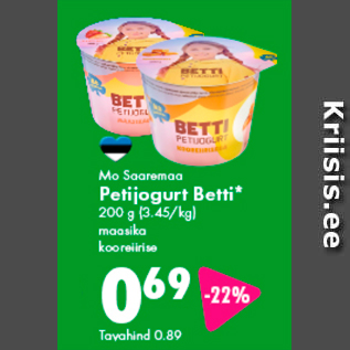 Allahindlus - Mo Saaremaa Petijogurt Betti* 200 g