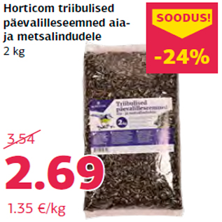 Allahindlus - Horticom triibulised päevalilleseemned aiaja metsalindudele 2 kg