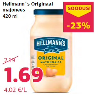 Allahindlus - Hellmann´s Originaal majonees 420 ml