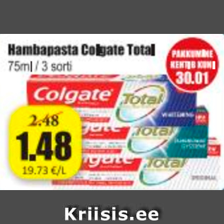 Allahindlus - Hambapasta Colgate Tatol