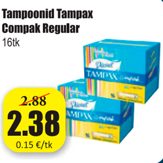Allahindlus - Tampoonid Tampax Compak Regular 16 tk