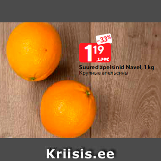 Allahindlus - Suured apelsinid Navel, 1 kg